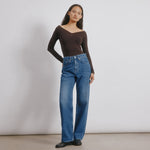 Mid-Wash Straight Leg Jeans by Albaray