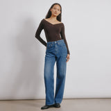 Mid-Wash Straight Leg Jeans by Albaray