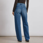 Classic straight jeans in mid rise fit with timeless straight leg cut  