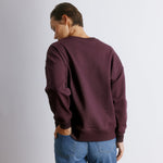 Bordeaux embroidered sweatshirt with burgundy logo and relaxed fit, organic cotton crew neck casual top.