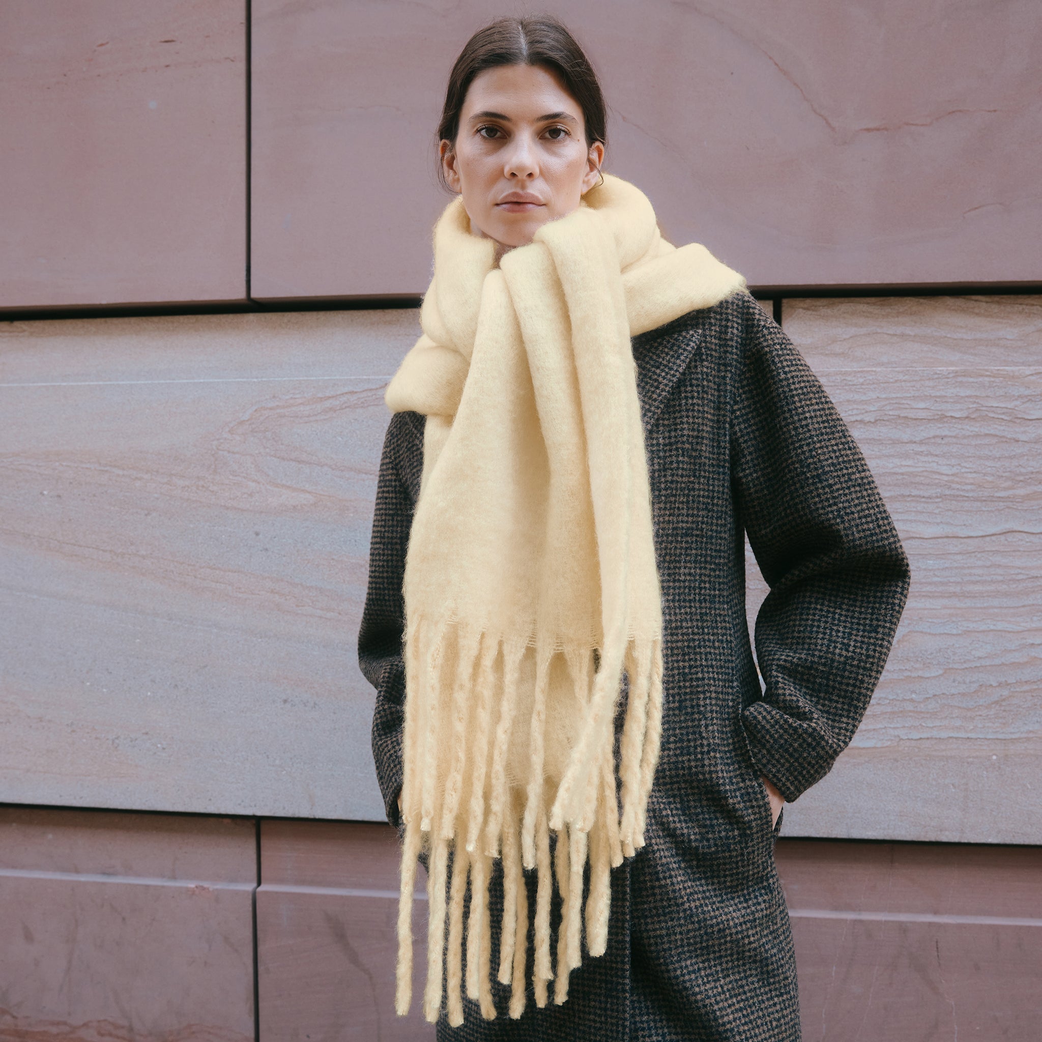 Butter Yellow Fluffy Scarf by Albaray