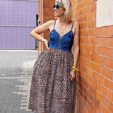 Rita Denim and Leopard Print Maxi Dress