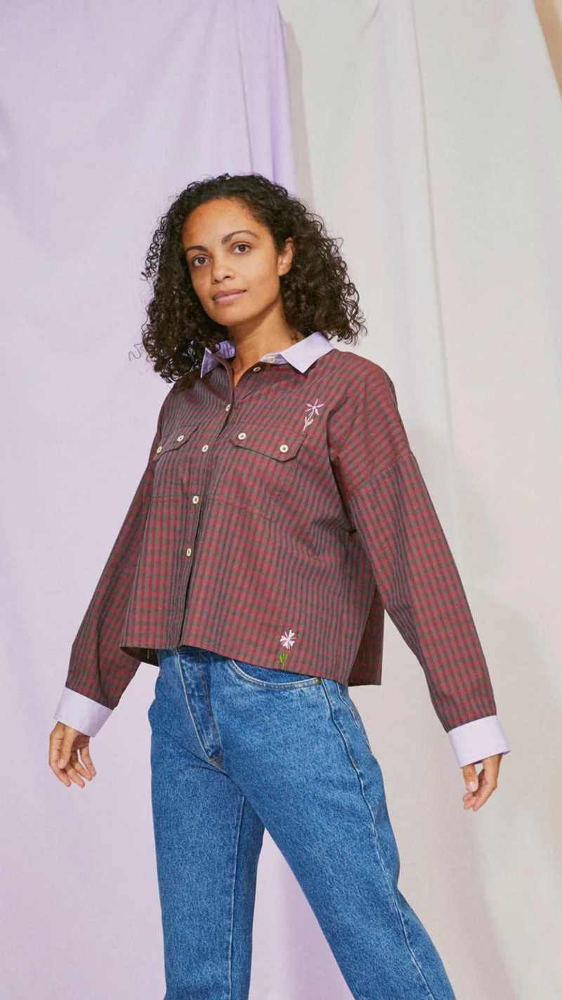 Jules Utility Shirt, Red Check, by Saywood.