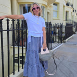 The Romana Tiered Maxi Skirt in Black & White Gingham