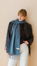 Lambswool Scarf in Blue Tweed Check by TBCo.