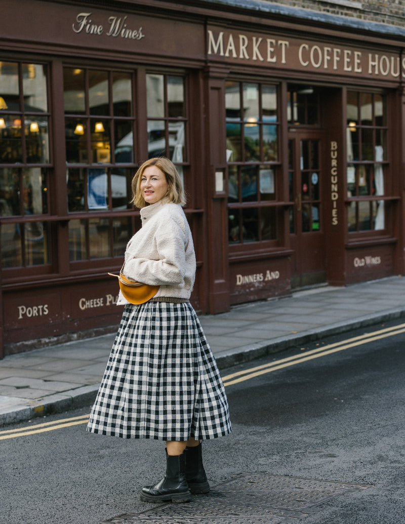 Tina Skirt in Black & White Gingham by Elwin