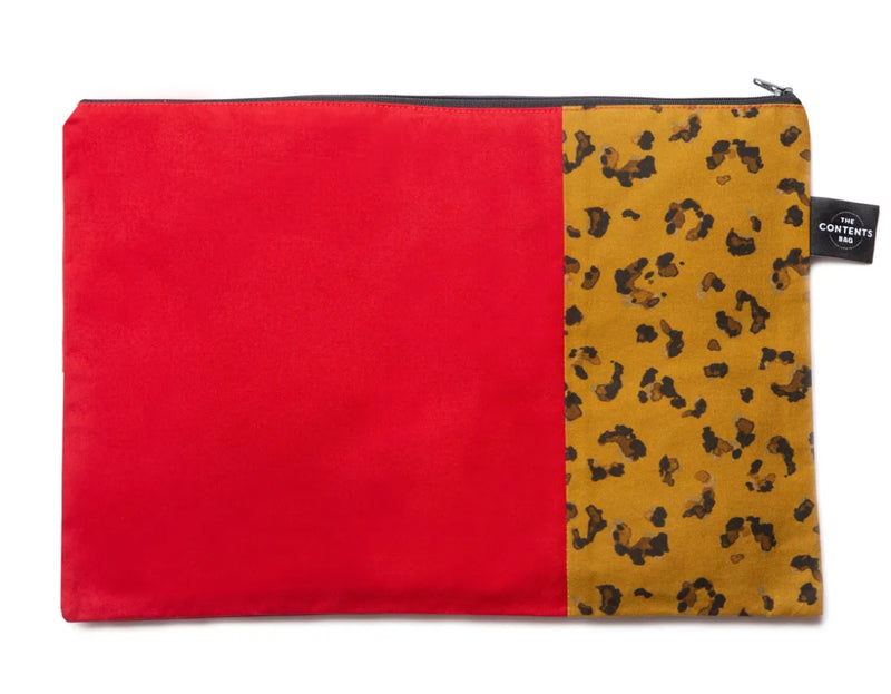Scarlett Red And Leopard Contents Pouch A3 by The Contents Bag
