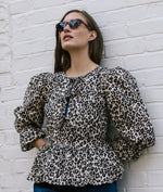 Bethany Tie Front Blouse In Cotton Leopard by The Well Worn