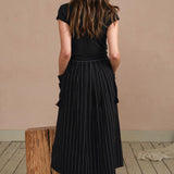Ruth Stripe Midi Skirt in Black & White Stripe