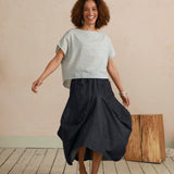 Safia Denim Midi Skirt in Denim Chambray