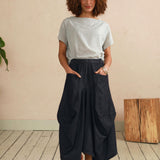 Safia Denim Midi Skirt in Denim Chambray