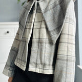Ford Pointed Collar Jacket in Grey Check
