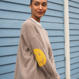 Smile Patch Cashmere Blend Sweater in Toast