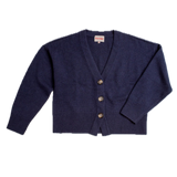 Lucy V-Neck Cropped Cardigan in Navy