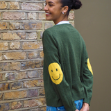 Smile Patch Cashmere Blend Sweater in Khaki