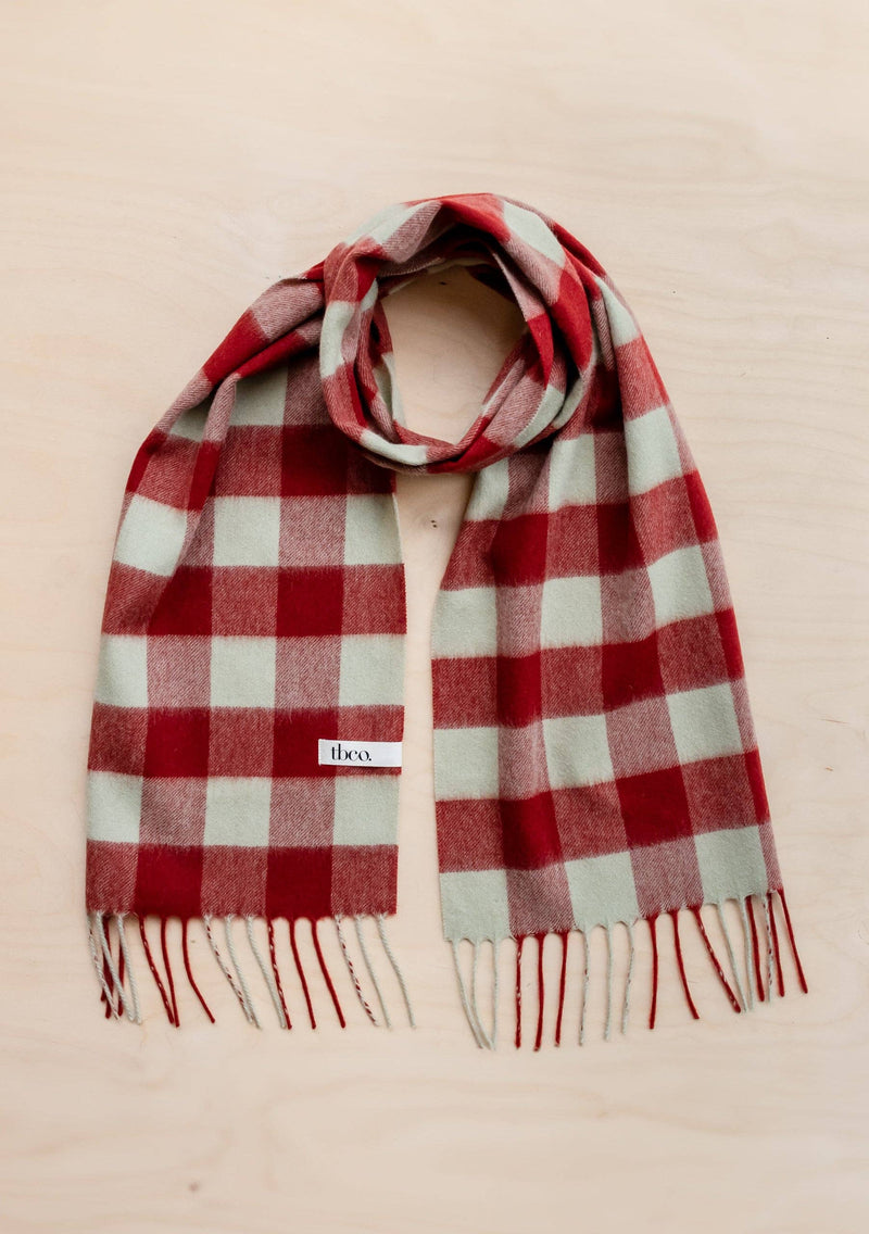 Lambswool Scarf in Red Gingham by TBCo.