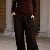 Cashmere Mix High Neck Jumper in Brown & Khaki Stripe