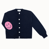 Smile Patch Cashmere Blend Cardigan in Navy
