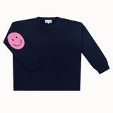Smile Patch Cashmere Blend Sweater in Navy