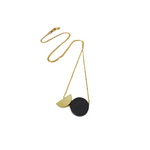 Black Disc And Semi Brass Circle Necklace by Brass And Bold