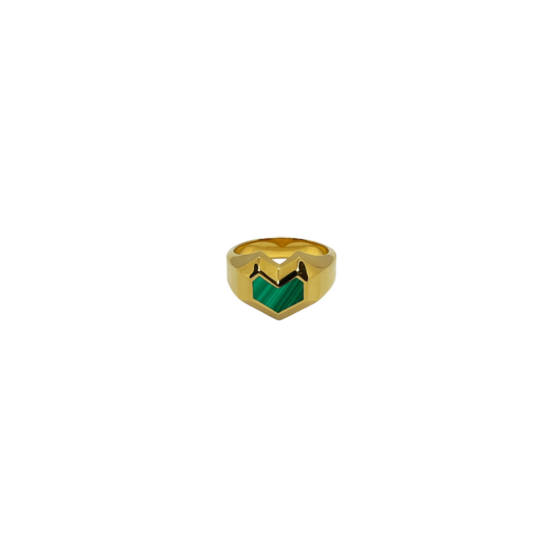 DARYL RING 18ct Gold Plated - Green Malachite