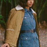 Frida Sherpa Collar Quilted Jacket in Olive