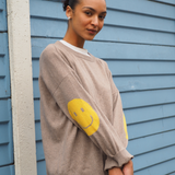 Smile Patch Cashmere Blend Sweater in Toast