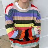 Rainbow Stripe Cashmere Blend Sweater