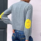 Smile Patch Cashmere Blend Sweater in Grey