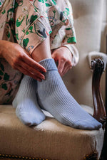 Blue Cashmere Bed Socks by Rosie Sugden