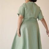 Aja's Linen Maxi Dress with Belt in Mint Green/Black by Lora Gene