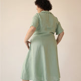 Aja's Linen Maxi Dress with Belt in Mint Green/Black by Lora Gene