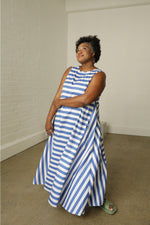 Aja's Maxi Cotton Dress in Stripe Print