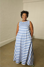 Aja's Maxi Cotton Dress in Stripe Print