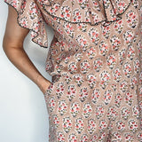 Lilly Frill Collared Cotton Top in Dusty Lilac Floral