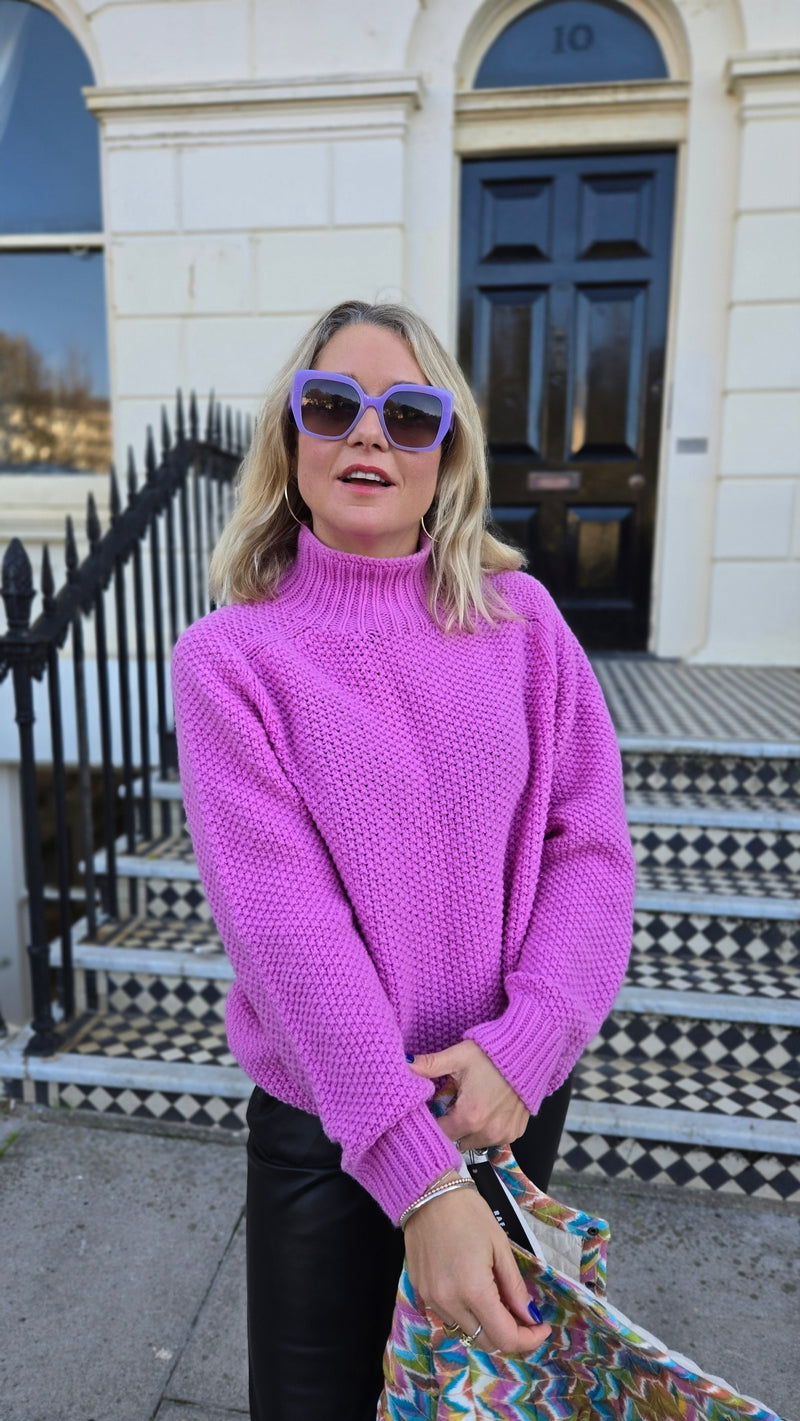 Moss Stitch Chunky Sweater in Pink by Quinton + Chadwick