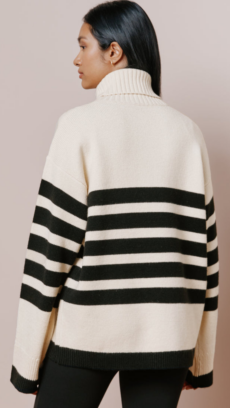 Striped top roll neck