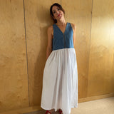 Florence Denim Dress With White Cotton Skirt