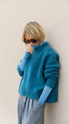 Harrison Jumper In Shetland Wool Blue by Charl Knitwear
