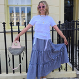 The Romana Tiered Maxi Skirt in Black & White Gingham