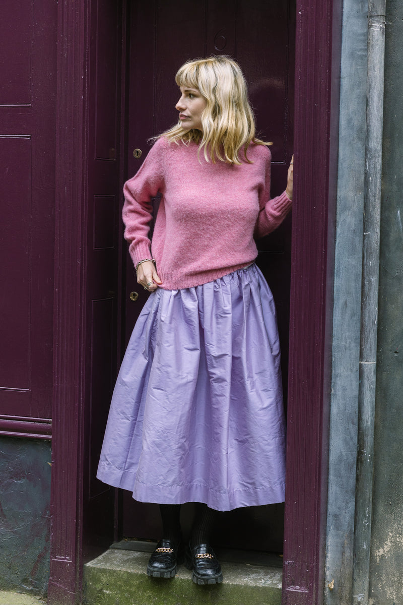 Lilac Silk Tina Skirt by Elwin