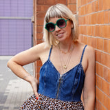 Rita Denim and Leopard Print Maxi Dress