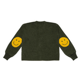 Smile Patch Cashmere Blend Cardigan in Khaki