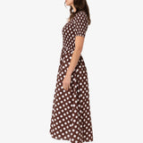 Matilda Cotton Midi Dress in Brown Polka Dot