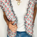 Minna Cotton Quilted Waistcoat in Mint and Pink