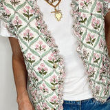 Dianne Cotton Woodblock Quilted Waistcoat by 46 Stitch