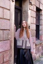 Betty Patchwork Cardigan in Heather Pink and Oatmeal by Charl