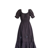 Black Alia Dress With Eyelet Embroidery