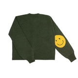 Smile Patch Cashmere Blend Cardigan in Khaki