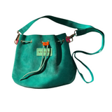 Rhea Gathered Suede Bag in Mint by Antigone